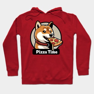 shiba inu eating slice a pizza Hoodie